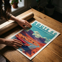 Route 66 Americana poster print, vintage travel gift, American landscape