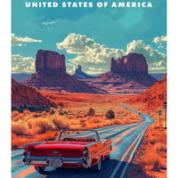Route 66 Americana poster print, vintage travel gift, American landscape