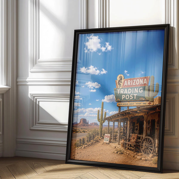 Arizona Trading Post Print | Arizona Wall Art | Americana Decor | Southwestern Poster | Desert Roadside Artwork | Retro Route 66 Print