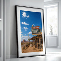 Arizona Trading Post Print | Arizona Wall Art | Americana Decor | Southwestern Poster | Desert Roadside Artwork | Retro Route 66 Print