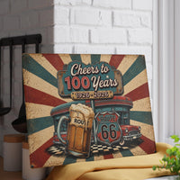 Route 66 Glass Cutting Board Cheers To 100 Years 1926 2026 Vintage Americana Kitchen Decor Beer Lover Gift