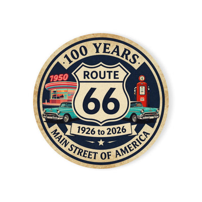 Route 66 100 Years Cork Back Coaster | Main Street of America, 1926-2026