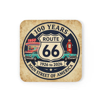 Route 66 100 Years Cork Back Coaster | Main Street of America, 1926-2026
