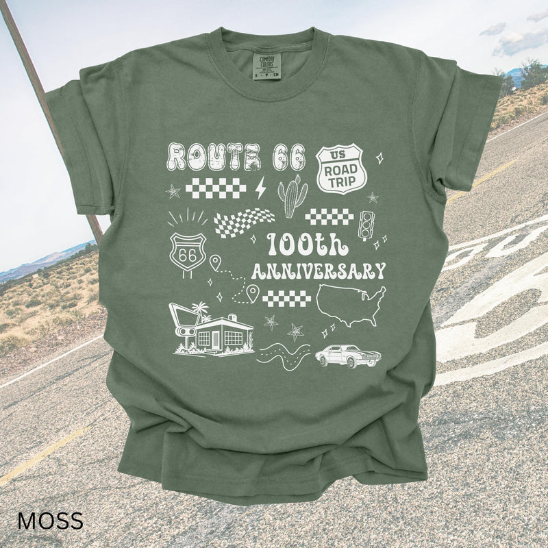100th Anniversary Route66 Centennial Shirt Historic Route 66 Souvenir Tee USA Road Trip Comfort Colors Tshirt