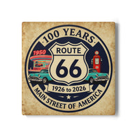 Route 66 100 Years Ceramic Coaster | Vintage Cars, 1926-2026 Memorabilia