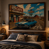 Route 66 Vintage Wall Art Printable, Retro Americana Car Poster, Classic Muscle Car Print, Desert Road Trip Decor, Instant Download