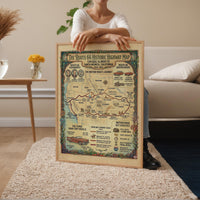 Route 66 Historic Highway Map, American Road Trip Wall Art
