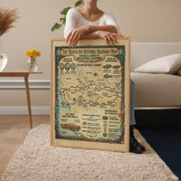 Route 66 Historic Highway Map, American Road Trip Wall Art