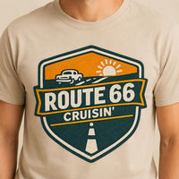 Route 66 Cruisin' T-Shirt PNG | Vintage Highway Badge Classic Car (Digital Download)