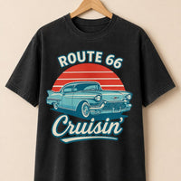 Route 66 Cruisin’ T-Shirt PNG | Vintage Classic Car Sunset Road Trip Design (Digital Download)