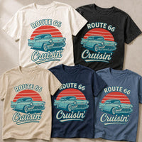 Route 66 Cruisin’ T-Shirt PNG | Vintage Classic Car Sunset Road Trip Design (Digital Download)