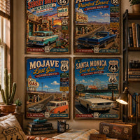 Americana-inspired Route 66 Printable Wall Art Bundle, Vintage Americana Travel Posters (Digital Download)