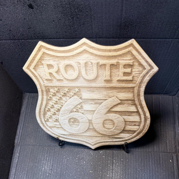 10.5 x 10.7 ROUTE 66 on 1/8" Basswood Ready to Paint