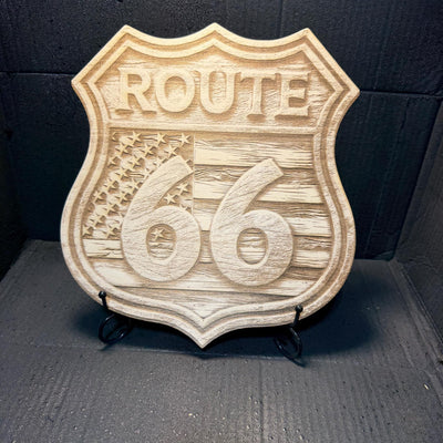10.5 x 10.7 ROUTE 66 on 1/8" Basswood Ready to Paint