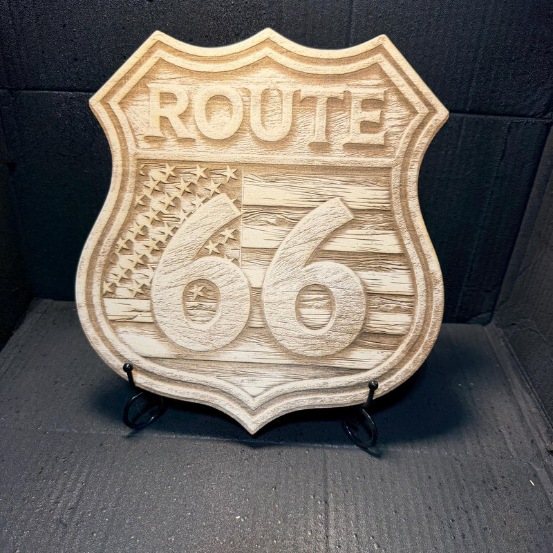 10.5 x 10.7 ROUTE 66 on 1/8" Basswood Ready to Paint