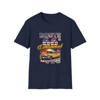 Route 66 Centennial T-Shirt | Retro American Flag, Vintage Car