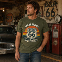 Route 66 100 Years Shirt, Drive the Legend Tee, Vintage Route 66 Shirt, Army Green Road Trip T-Shirt, Americana Graphic Tee, 1926–2026 Shirt