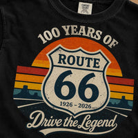 Route 66 100 Years Shirt, Drive the Legend Tee, Vintage Route 66 Shirt, Army Green Road Trip T-Shirt, Americana Graphic Tee, 1926–2026 Shirt