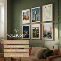 Tulsa Landmark Posters Set of 6 | Oklahoma Art Deco, Route 66, Golden Driller | Retro City Prints