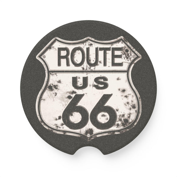 Vintage Route 66 Shield Car Coaster | Soapstone Drink Holder