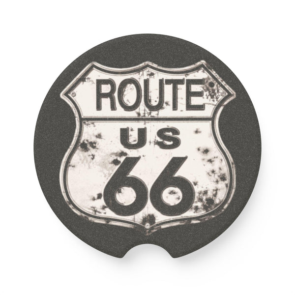 Vintage Route 66 Shield Car Coaster | Soapstone Drink Holder