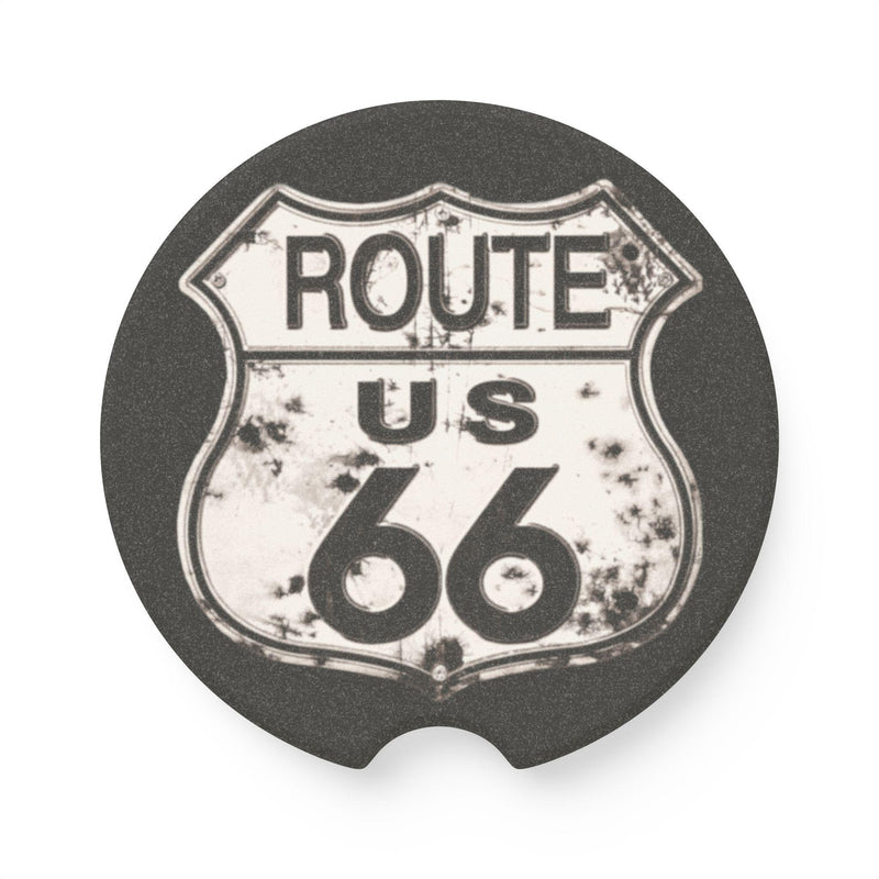 Vintage Route 66 Shield Car Coaster | Soapstone Drink Holder