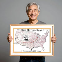Vintage Route 66 map, large printable poster (instant download)