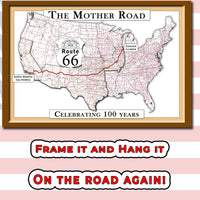 Vintage Route 66 map, large printable poster (instant download)