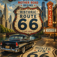 Chicago Route 66 Poster | Historic Mother Road Wall Art (Digital Download)