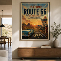 Historic Route 66 Travel Poster | Vintage Desert Landscape Print