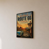 Historic Route 66 Travel Poster | Vintage Desert Landscape Print
