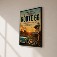 Historic Route 66 Travel Poster | Vintage Desert Landscape Print