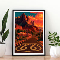 Route 66 Travel Poster, Route 66 Print, Route 66 Wall Art, Route 66 Poster, American Road Trip Print, USA Travel Wall Art, Route 66