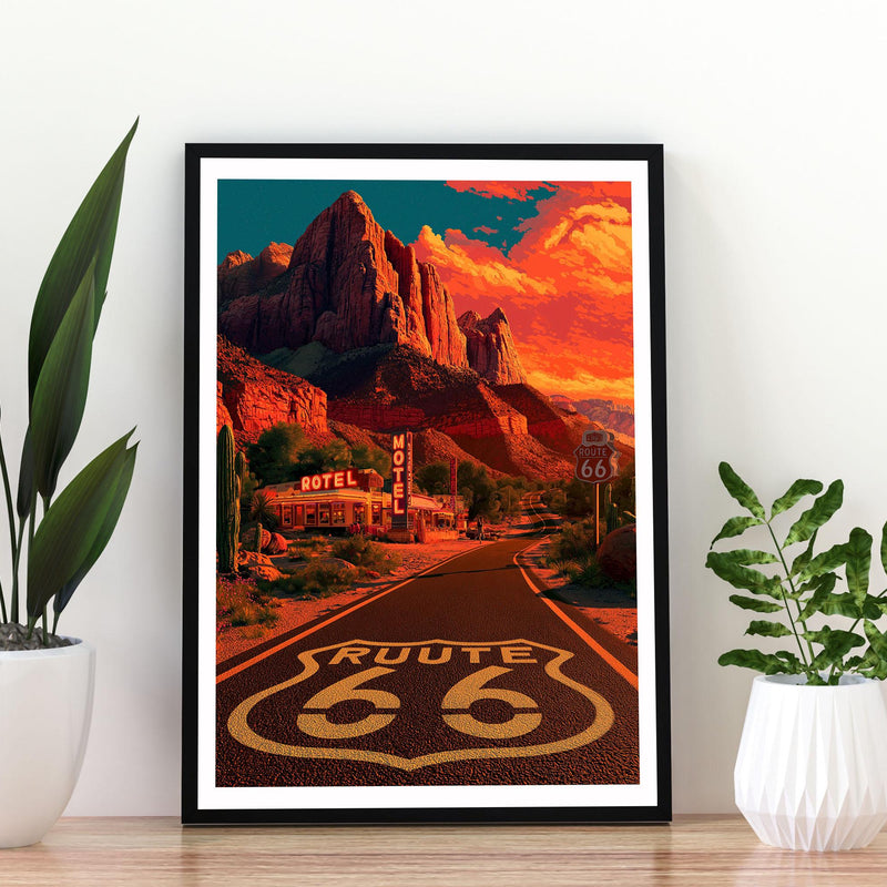 Route 66 Travel Poster, Route 66 Print, Route 66 Wall Art, Route 66 Poster, American Road Trip Print, USA Travel Wall Art, Route 66