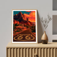 Route 66 Travel Poster, Route 66 Print, Route 66 Wall Art, Route 66 Poster, American Road Trip Print, USA Travel Wall Art, Route 66