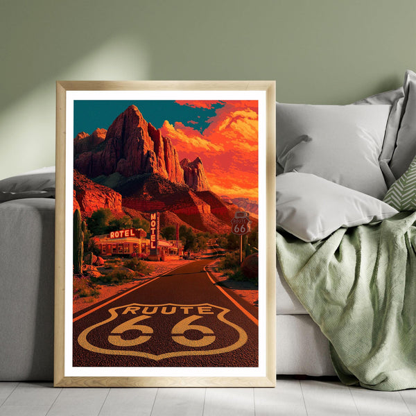Route 66 Travel Poster, Route 66 Print, Route 66 Wall Art, Route 66 Poster, American Road Trip Print, USA Travel Wall Art, Route 66