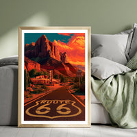 Route 66 Travel Poster, Route 66 Print, Route 66 Wall Art, Route 66 Poster, American Road Trip Print, USA Travel Wall Art, Route 66