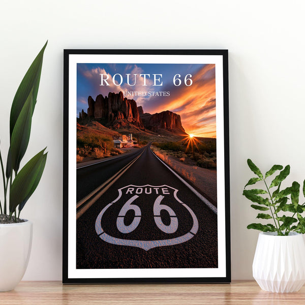 Route 66 Travel Poster, Route 66 Print, Route 66 Wall Art, Route 66 Poster, American Road Trip Print, USA Travel Wall Art, Route 66
