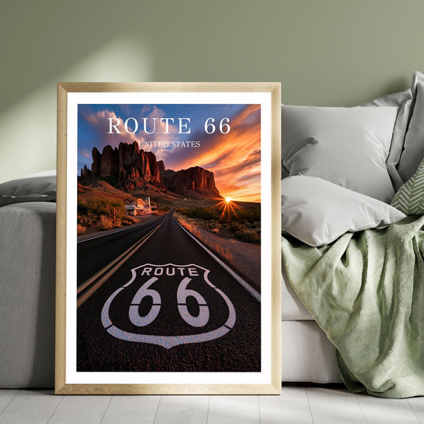 Route 66 Travel Poster, Route 66 Print, Route 66 Wall Art, Route 66 Poster, American Road Trip Print, USA Travel Wall Art, Route 66