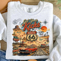 Route 66 Road Trip PNG, Get Your Kicks Mustang Tee, Arizona New Mexico Texas Highway Map, Retro Diner Graphic, Instant Download