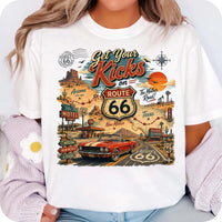 Route 66 Road Trip PNG, Get Your Kicks Mustang Tee, Arizona New Mexico Texas Highway Map, Retro Diner Graphic, Instant Download