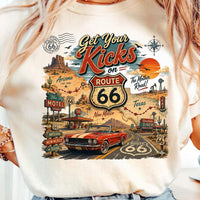 Route 66 Road Trip PNG, Get Your Kicks Mustang Tee, Arizona New Mexico Texas Highway Map, Retro Diner Graphic, Instant Download