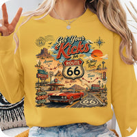 Route 66 Road Trip PNG, Get Your Kicks Mustang Tee, Arizona New Mexico Texas Highway Map, Retro Diner Graphic, Instant Download