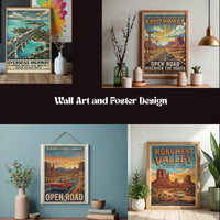 Route 66 Road Trip Travel Posters, 150 Vintage Americana Historic Highway Art Bundle