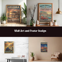 Route 66 Road Trip Travel Posters, 150 Vintage Americana Historic Highway Art Bundle