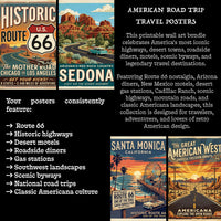 Route 66 Road Trip Travel Posters, 150 Vintage Americana Historic Highway Art Bundle