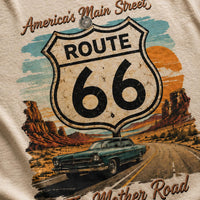 Route 66 Shirt, Vintage Main Street of America Tee, Retro Road Trip Graphic Shirt, Americana Travel T-Shirt, Classic Car Highway Gift