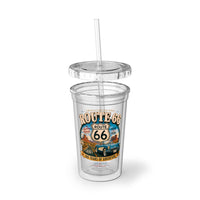 Route 66 Vintage Road Trip Acrylic Cup | Classic Car Desert Scene