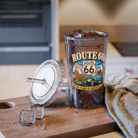 Route 66 Vintage Road Trip Acrylic Cup | Classic Car Desert Scene