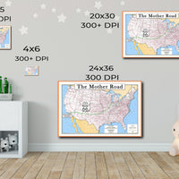 High Resolution Antique Route 66 map, large printable poster (instant download)